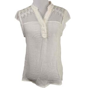 Miss Daisy White Dainty Lace Detailing Tunic Blouse Size Large